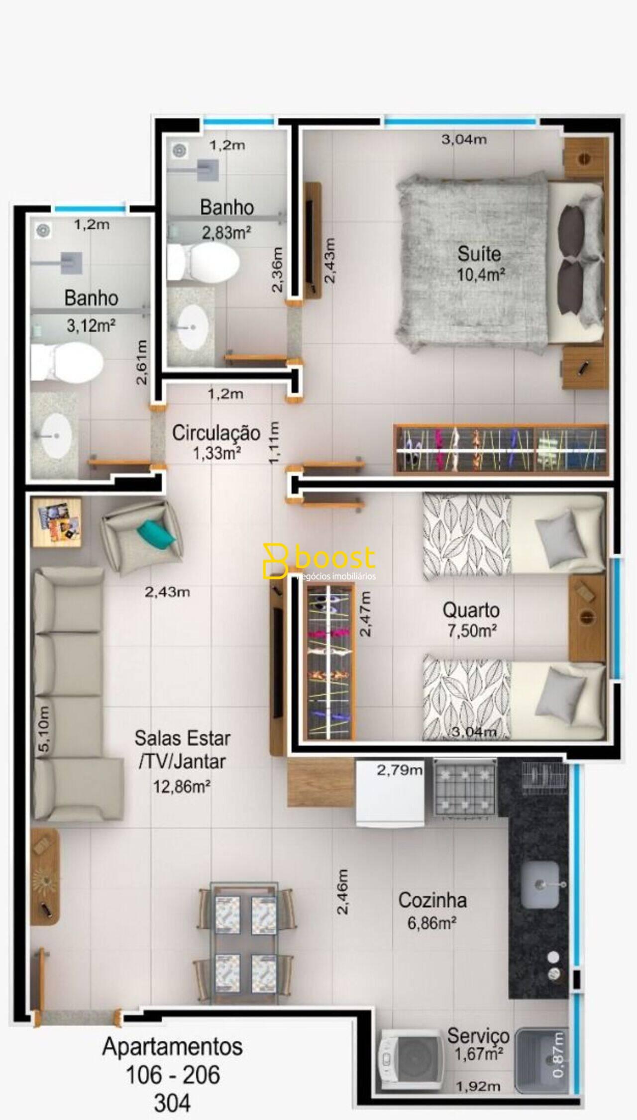 Apartamento com 2 dormitórios à venda por R$ 280.000,00 - Novo Mundo - Uberlândia/MG, foto 3