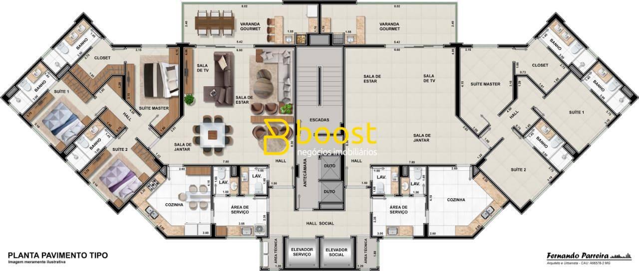 Apartamento com 3 dormitórios à venda, 186 m² por R$ 1.540.000 - Tabajaras - Uberlândia/MG